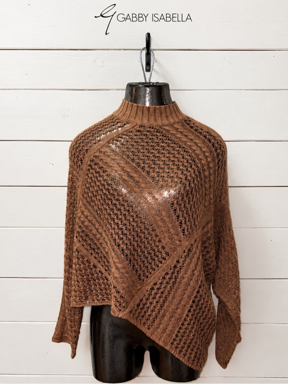 GABBY ISABELLA Brown Open Knit Sweater XS